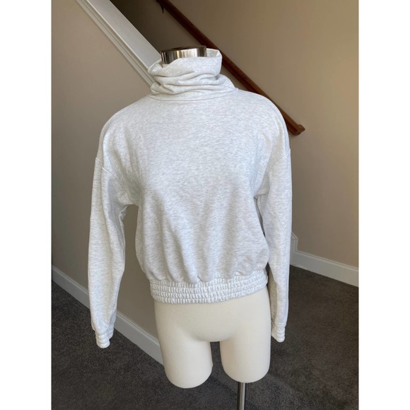 Forever 21 gray funnel neck pullover sweatshirt with elastic waistband, sz small - Picture 1 of 10